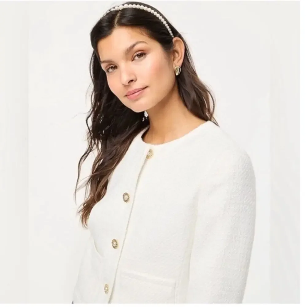 NWT‎ J.Crew Tweed Lady Jacket in White Size 22